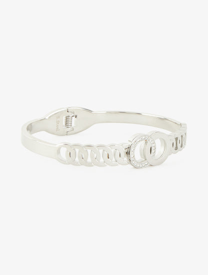Jonc à cercles entrelacés et zircons blancs - Argent - 2