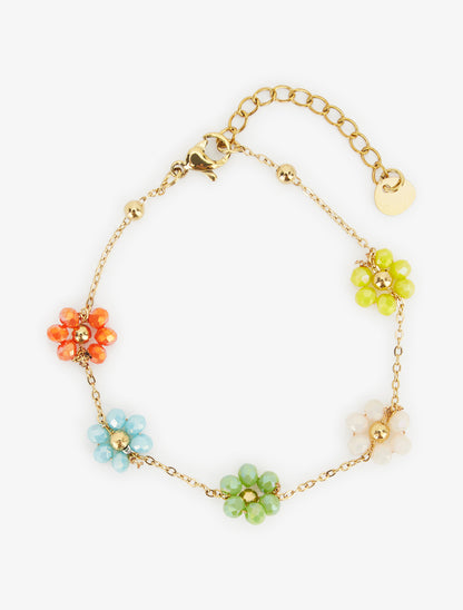 Bracelet à petites fleurs perlées et colorées - Multi - 2