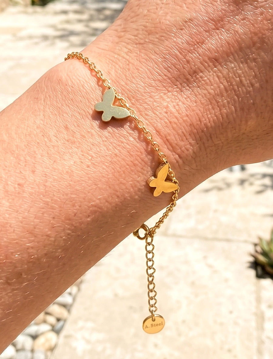 Bracelet à charms papillons - Or - 1