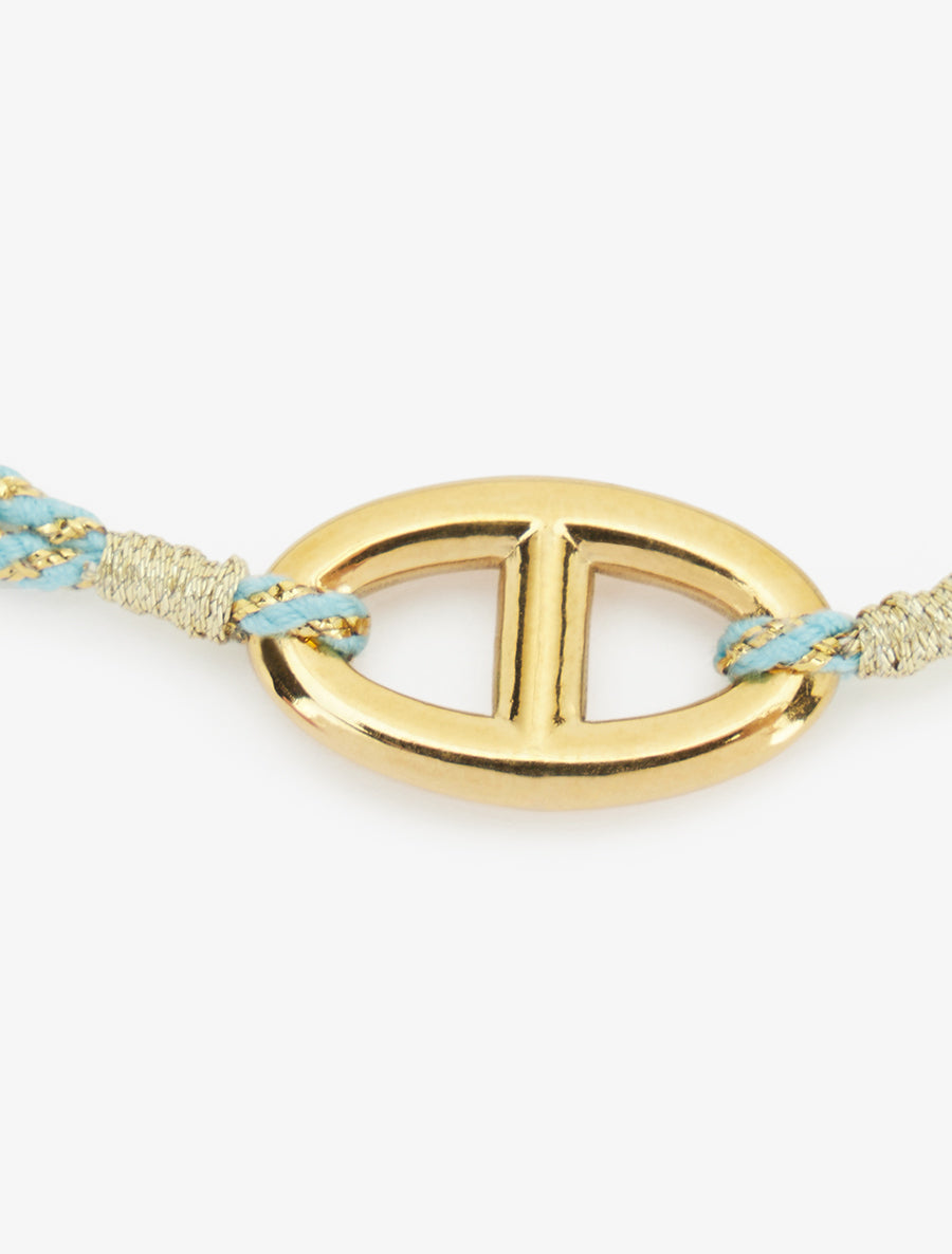 Bracelet cordes irisées à maillon ovale - Or/bleu turquoise - 3