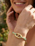Bracelet cordes irisées à maillon ovale - Or/vert - 1