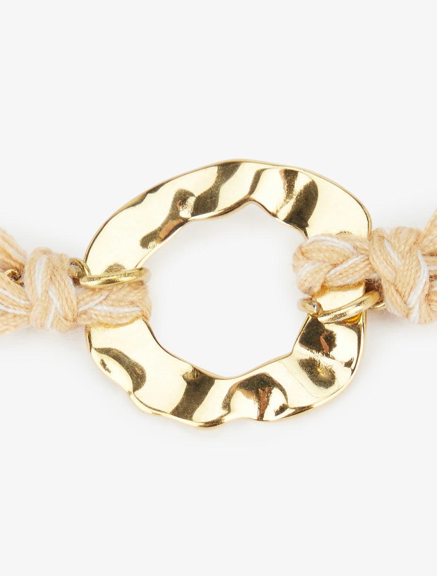 Bracelet en chaînes et fils tressés - Or/taupe - 3