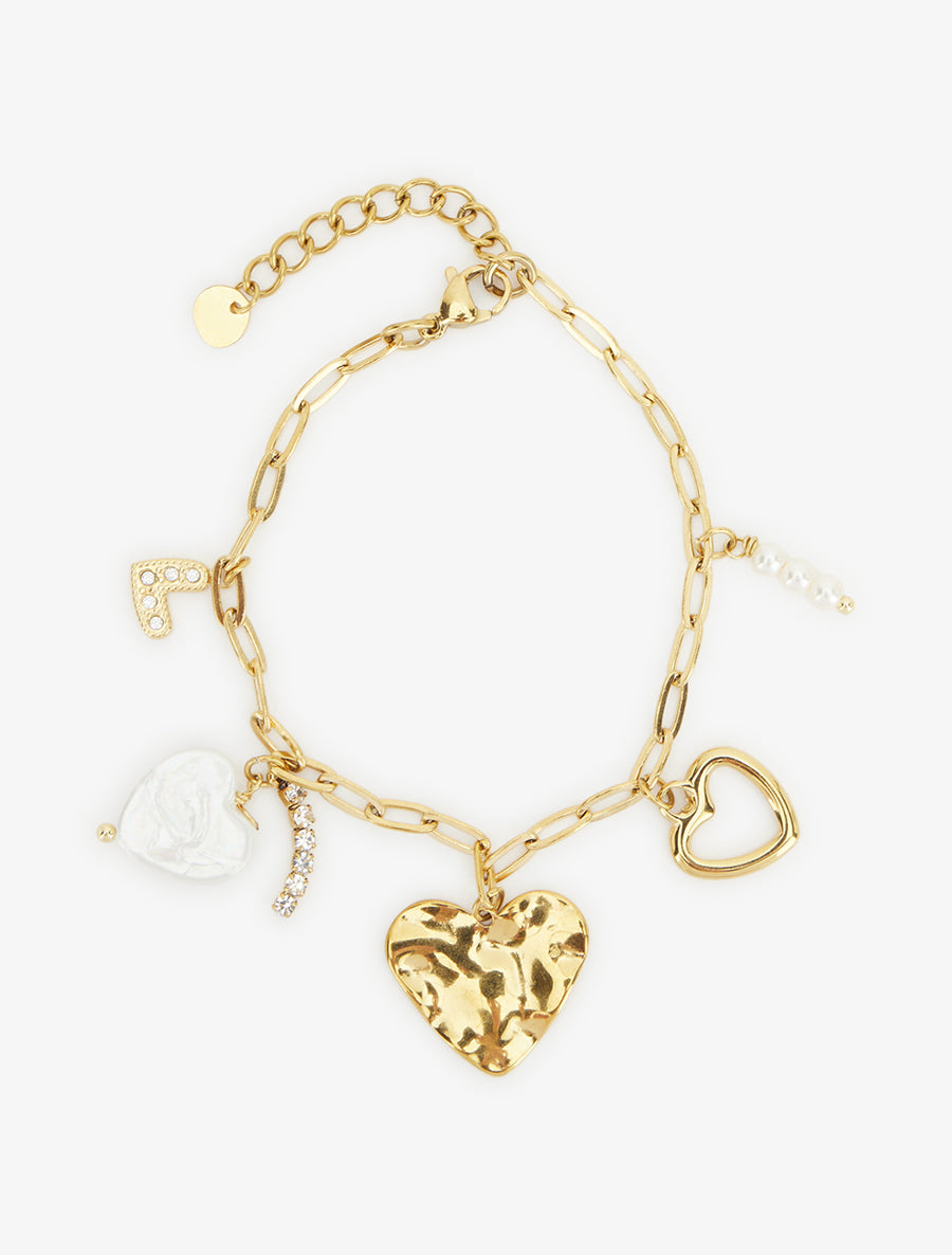Bracelet à charms coeurs - Or - 2