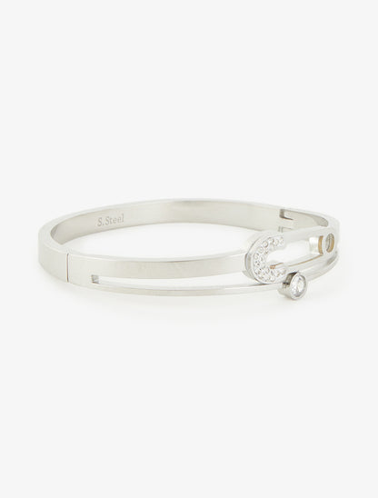 Jonc motif épingle et strass - Argent - 2