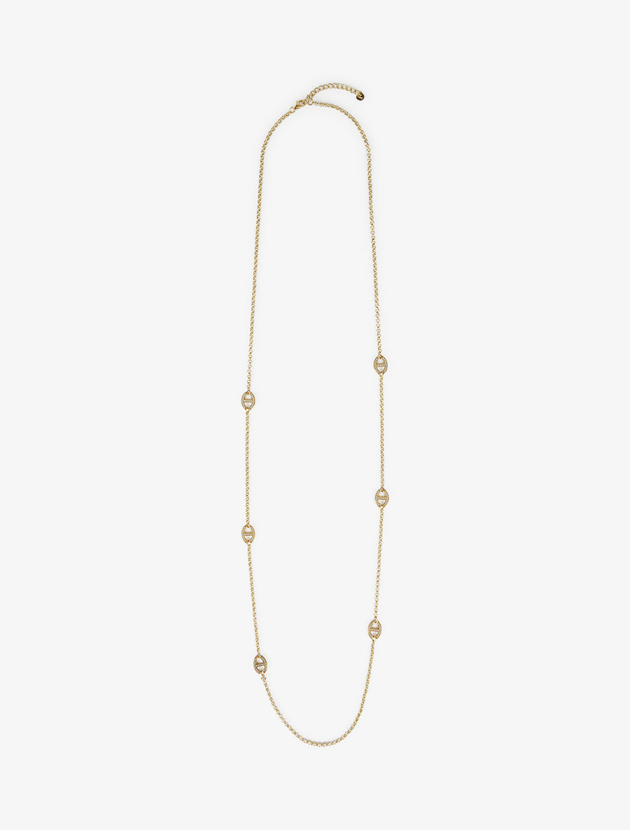 Collier à maillons marins strassés - Or - 2