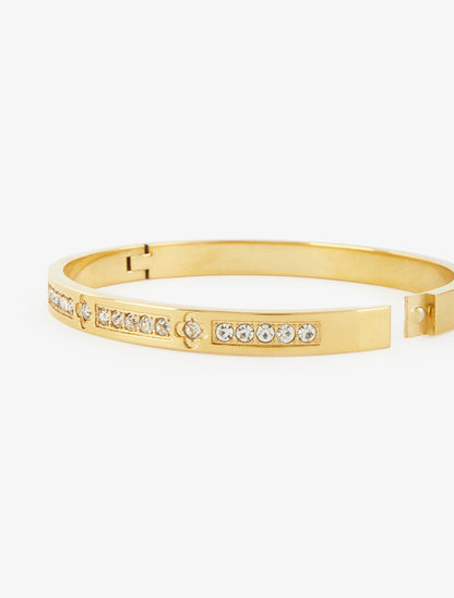 Bracelet jonc orné de zircons blancs - Or - 3