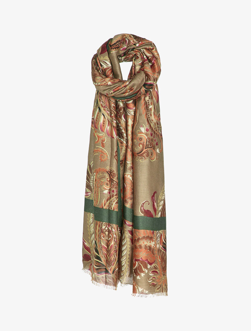 Foulard à imprimé cachemire et liserés irisés - Beige - 3