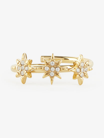 Bague Taille ajustable à étoiles strassées - Or - 3