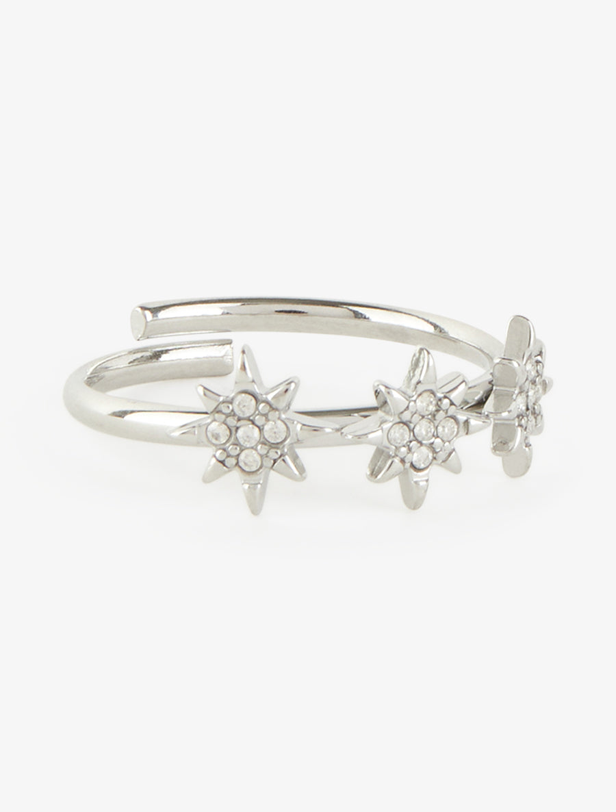 Bague Taille ajustable à étoiles strassées - Argent - 2