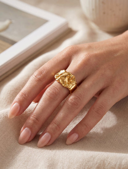 Bague ouverte effet froissé - Or - 1