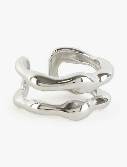 Bague ouverte effet martelé - Argent - 2