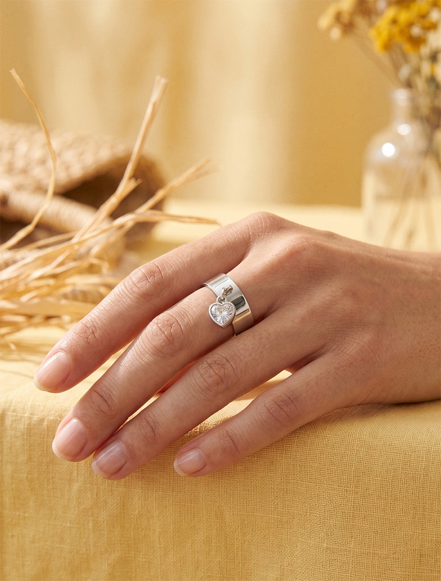Bague coeur en zircon - Argent - 1