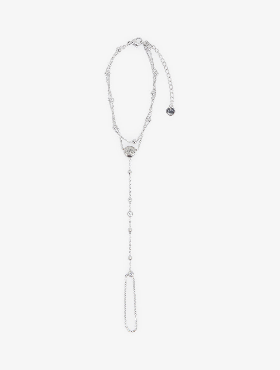 Chaîne de main coquillage et zircon blanc - Argent - 2