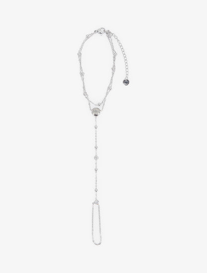 Chaîne de main coquillage et zircon blanc - Argent - 2