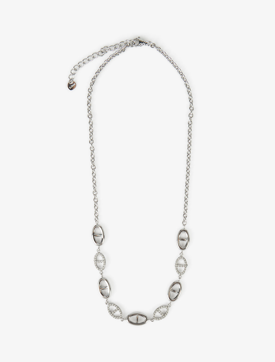 Collier chaîne à maillons marins à strass - Argent - 2