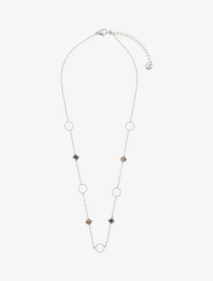 Collier en à cercles et petites fleurs - Argent - 2