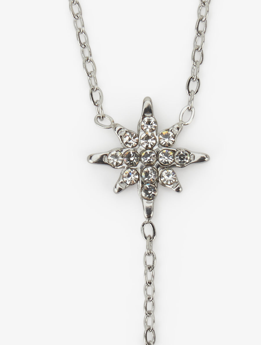 Collier fin en Y à étoiles strassées - Argent - 3