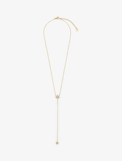 Collier fin en Y à étoiles strassées - Or - 2