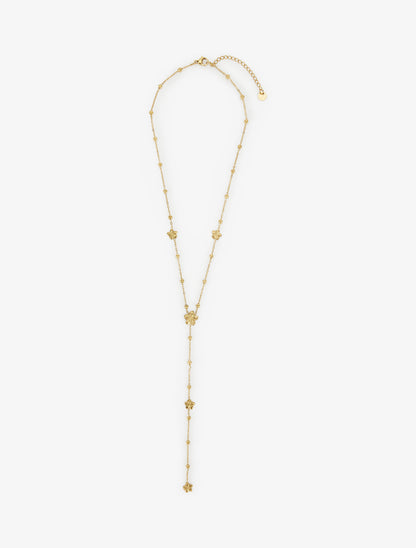Collier en Y à bille et fleurs - Or - 2