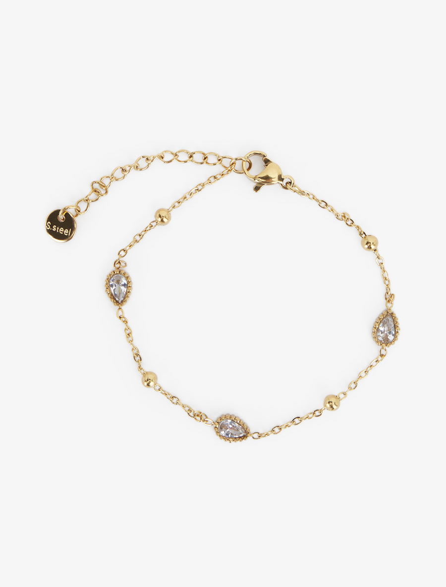 Bracelet gouttes ornées de zircons - Or - 2