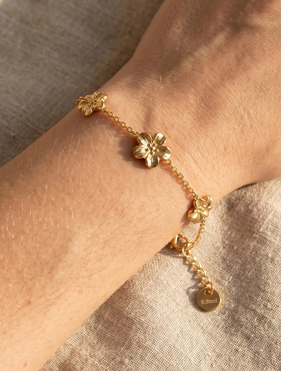 Bracelet fleurs - Or - 1