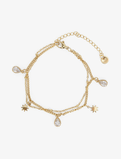 Bracelet étoiles et gouttes ornées de zircons blancs - Or - 2