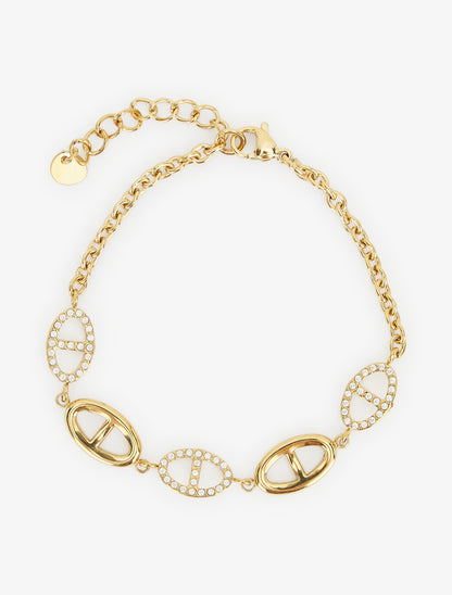 Bracelet maillons marins ornés de zircons blancs - Or - 2