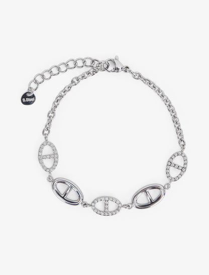 Bracelet maillons marins ornés de zircons blancs - Argent - 2