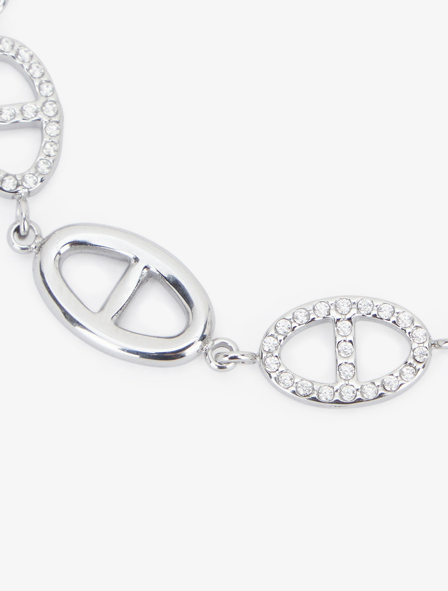 Bracelet maillons marins ornés de zircons blancs - Argent - 3