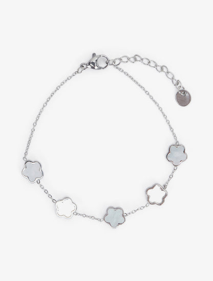 Bracelet fleurs ajourées et nacrées - Argent - 2