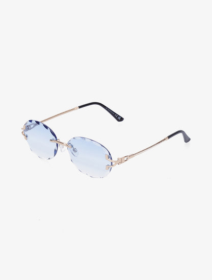 Lunettes ovales à monture torsadée - Bleu ciel - 1