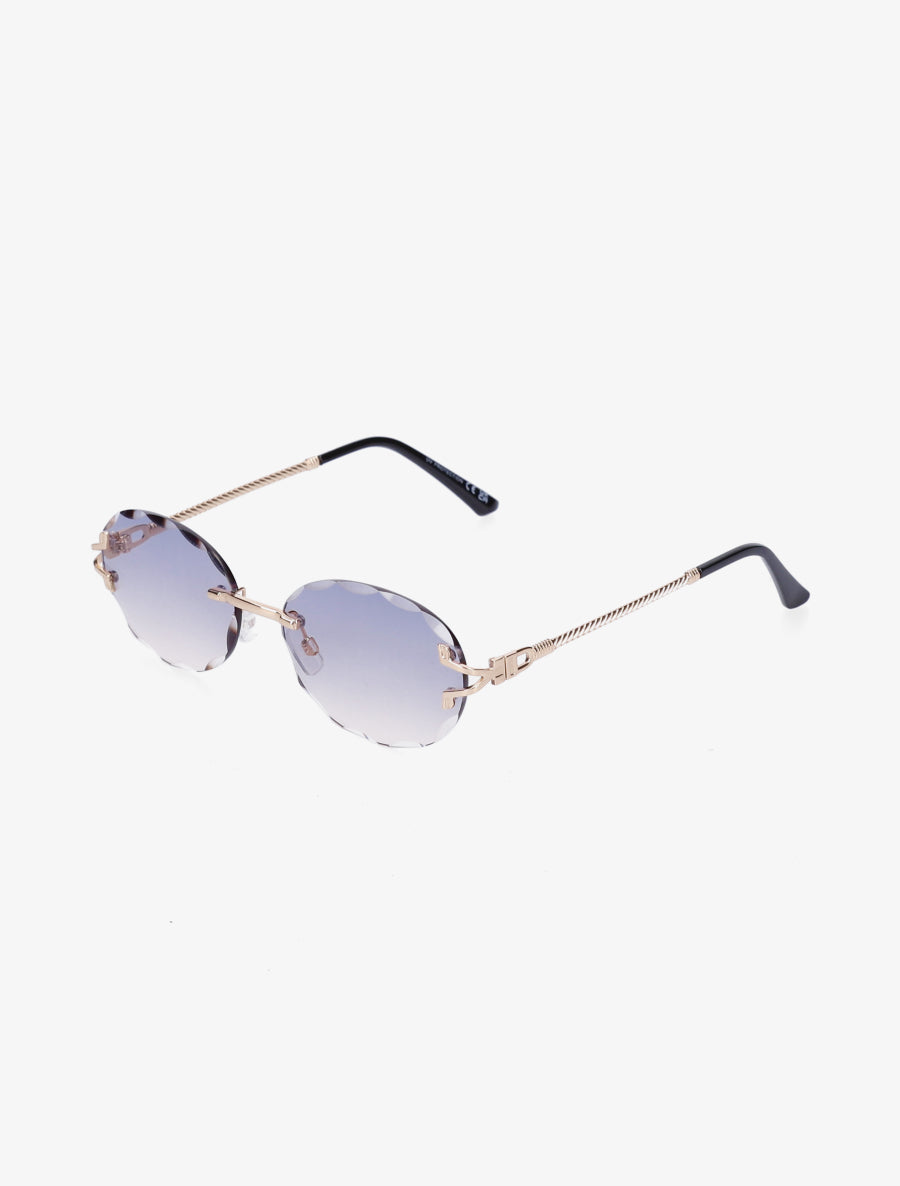 Lunettes ovales à monture torsadée - Bleu gris - 1