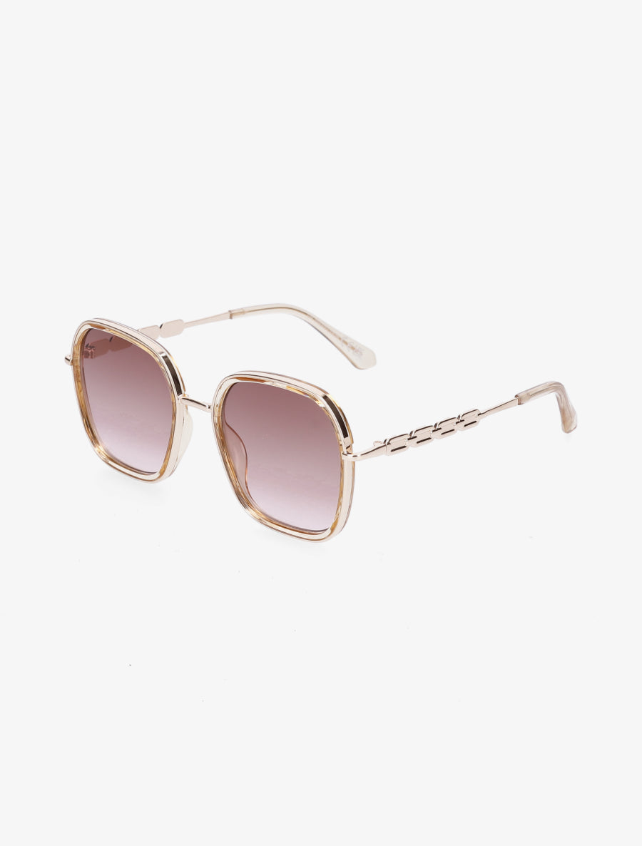 Lunettes de soleil carrées stylisées - Rose - 1