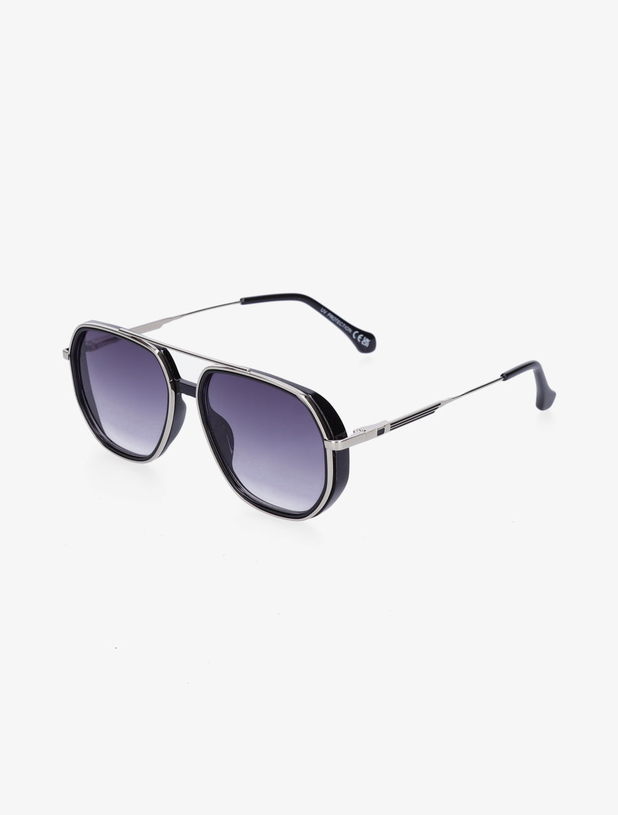 Lunettes de soleil aviateur - Noir/argent - 1
