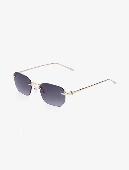Lunettes de soleil rectangulaires sans monture - Noir - 1