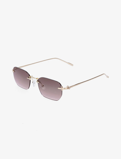 Lunettes de soleil rectangulaires sans monture - Marron clair - 1