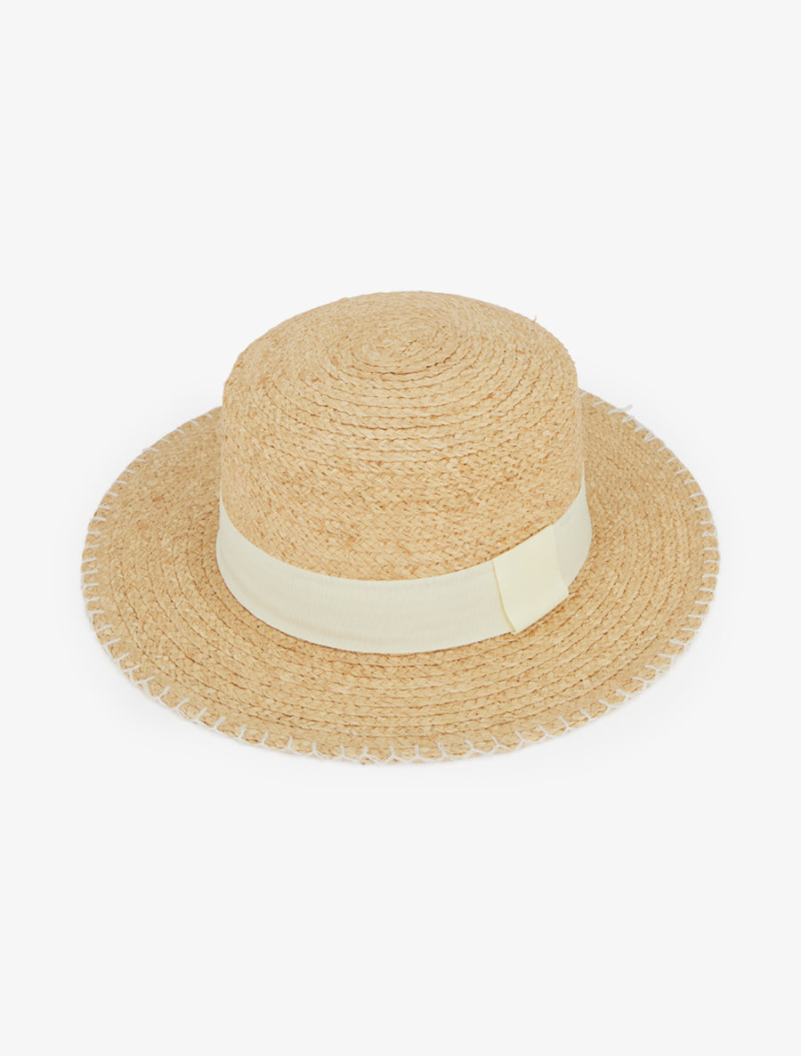 Chapeau en raphia style canotier - Écru - 1