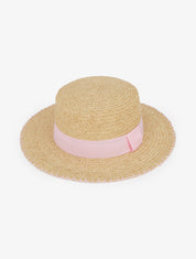 Chapeau en raphia style canotier - Rose - 1
