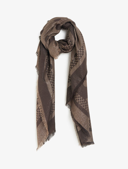 Echarpe carrée irisée à motif pois - Marron - 1