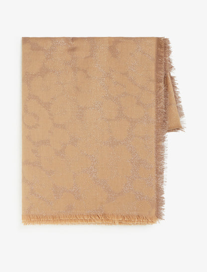 Echarpe carrée à motif léopard irisé - Camel - 2