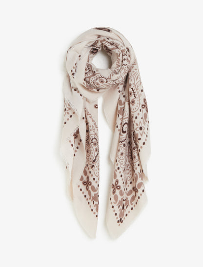 Echarpe rectangulaire à motif bandana - Beige - 1