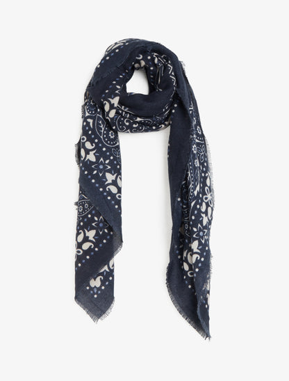 Echarpe rectangulaire à motif bandana - Marine - 1