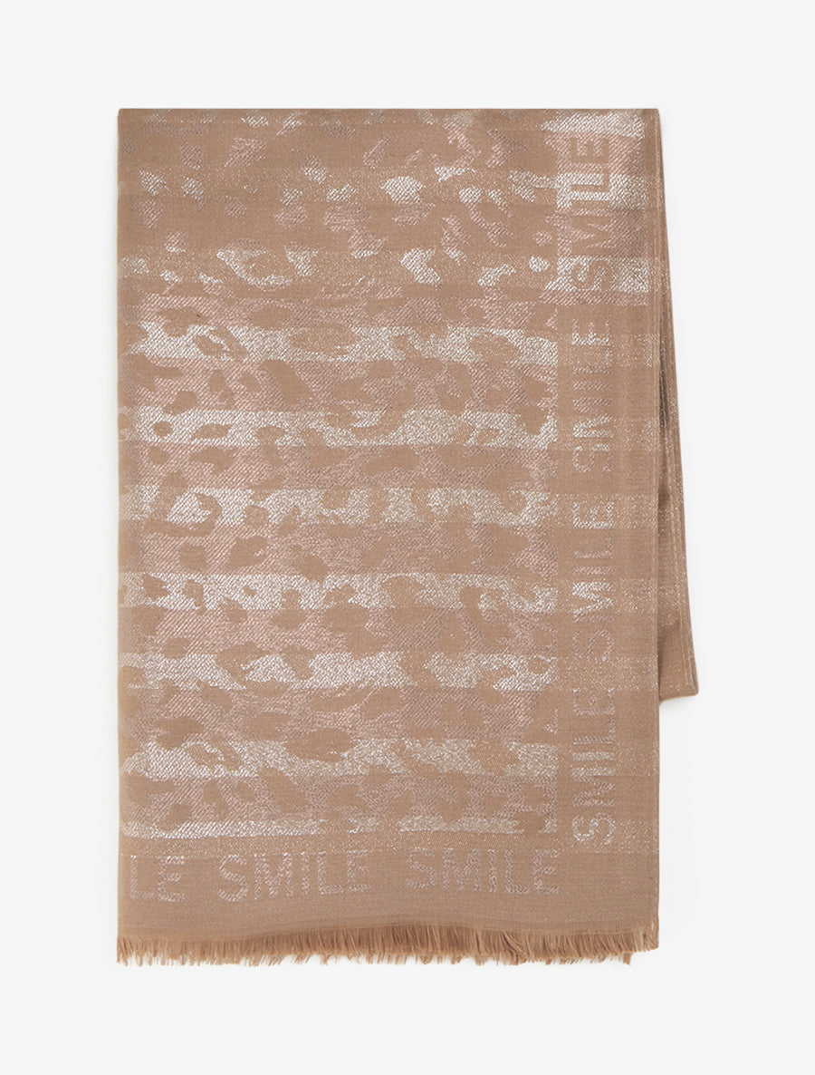 Echarpe rectangulaire irisée à motif léopard - Camel - 2