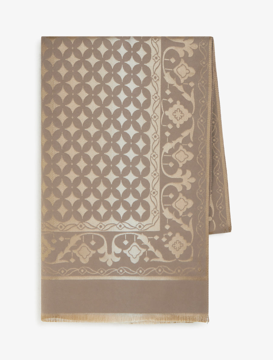 Echarpe satinée à motif graphique - Taupe - 2