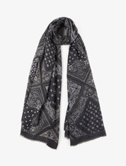 Echarpe imprimé bandana en coton mélangé - Noir - 1