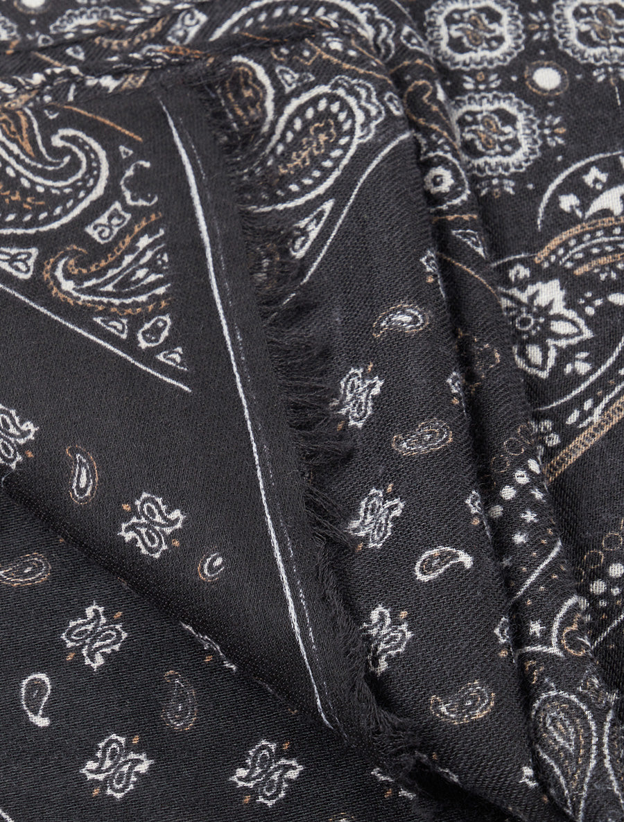 Echarpe imprimé bandana en coton mélangé - Noir - 3