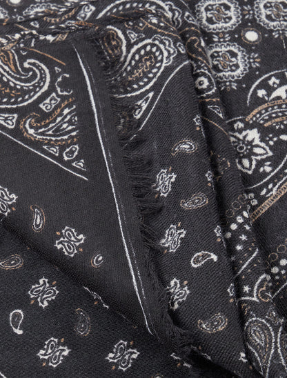 Echarpe imprimé bandana en coton mélangé - Noir - 3