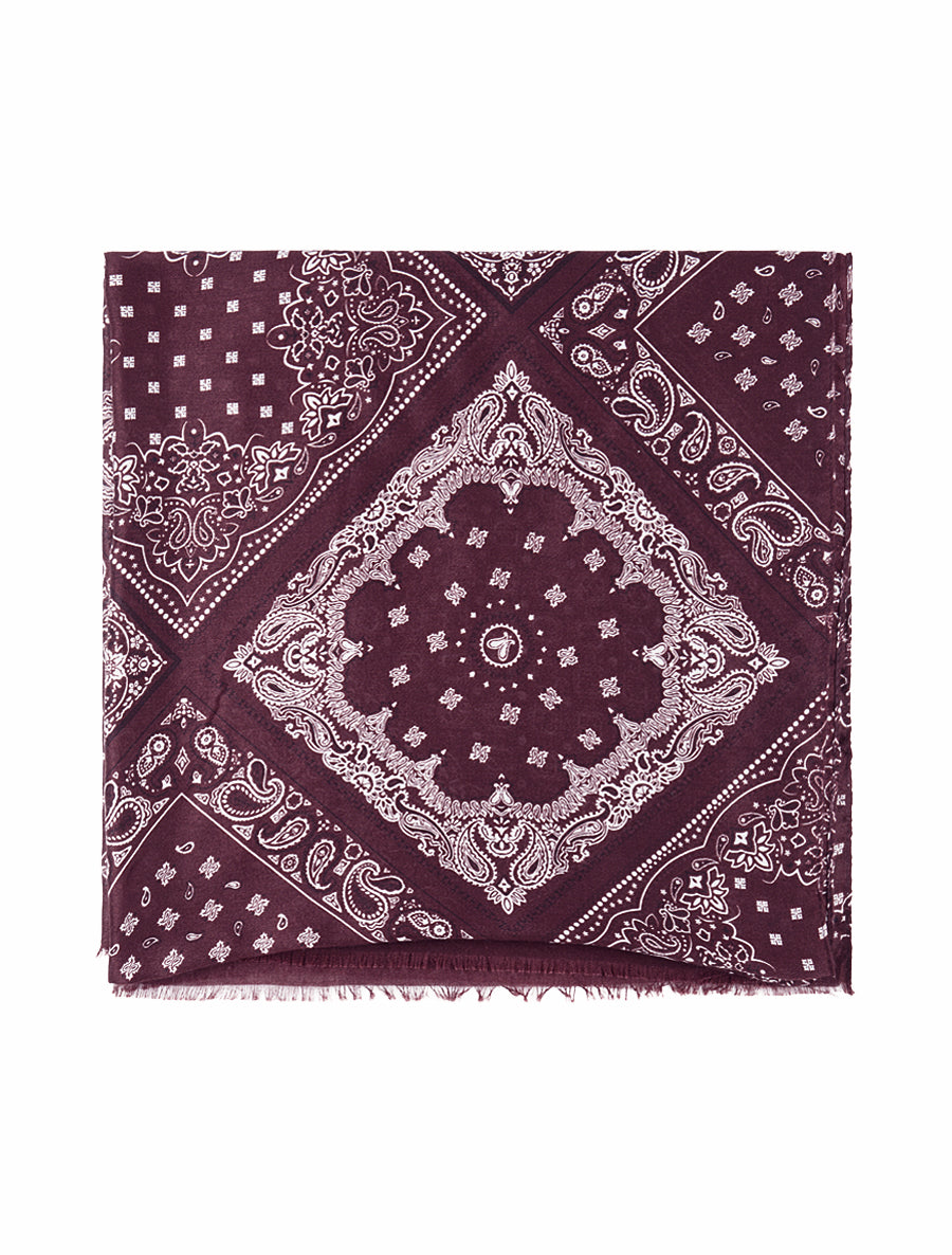 Echarpe imprimé bandana en coton mélangé - Lie de vin - 2