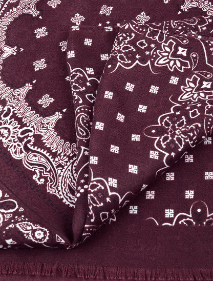 Echarpe imprimé bandana en coton mélangé - Lie de vin - 3