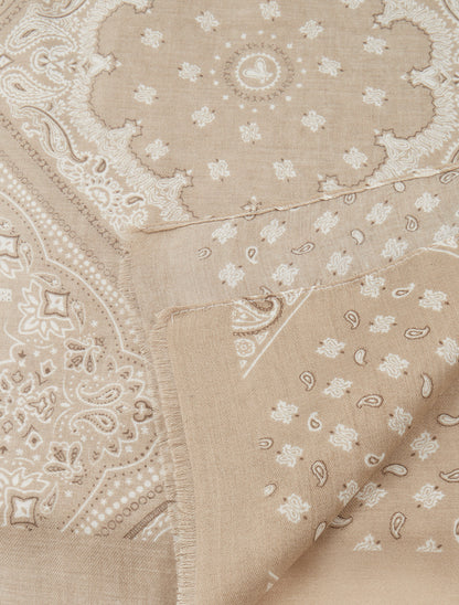 Echarpe imprimé bandana en coton mélangé - Beige - 3